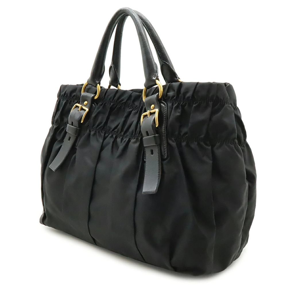 Prada Handbag Gathered Leather Tote NERO Bag Black
